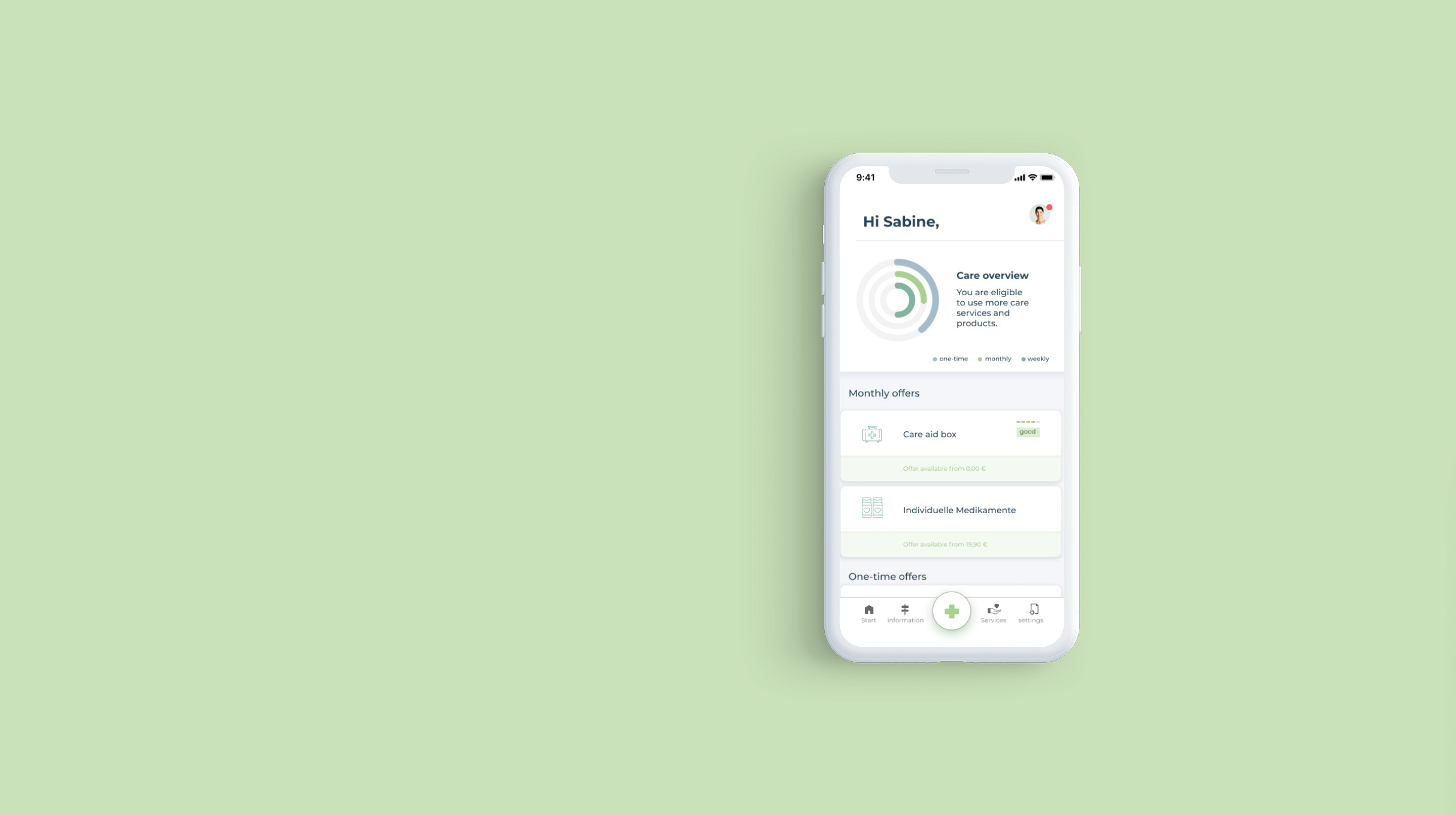 AgeTech care-app mockup on phone