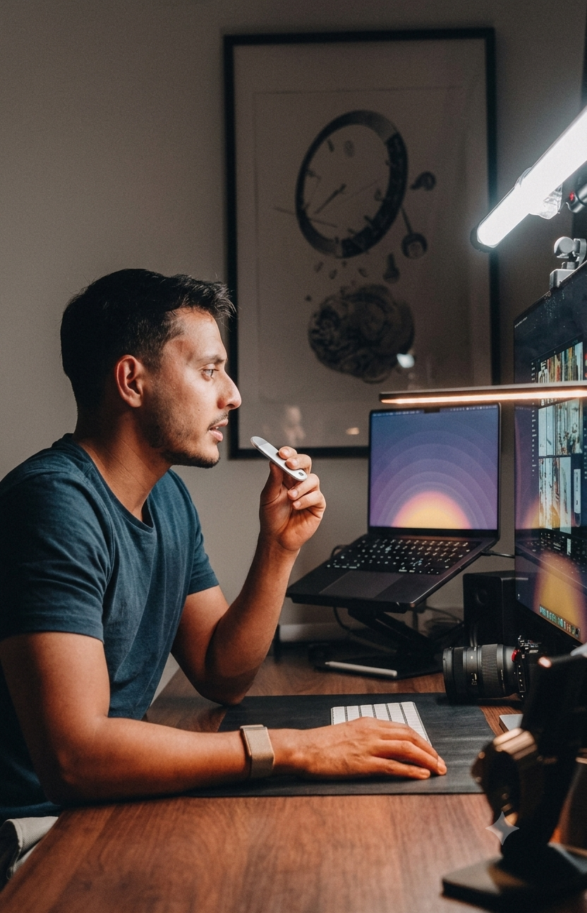 CAIO in a late-night workstation with warm lighting