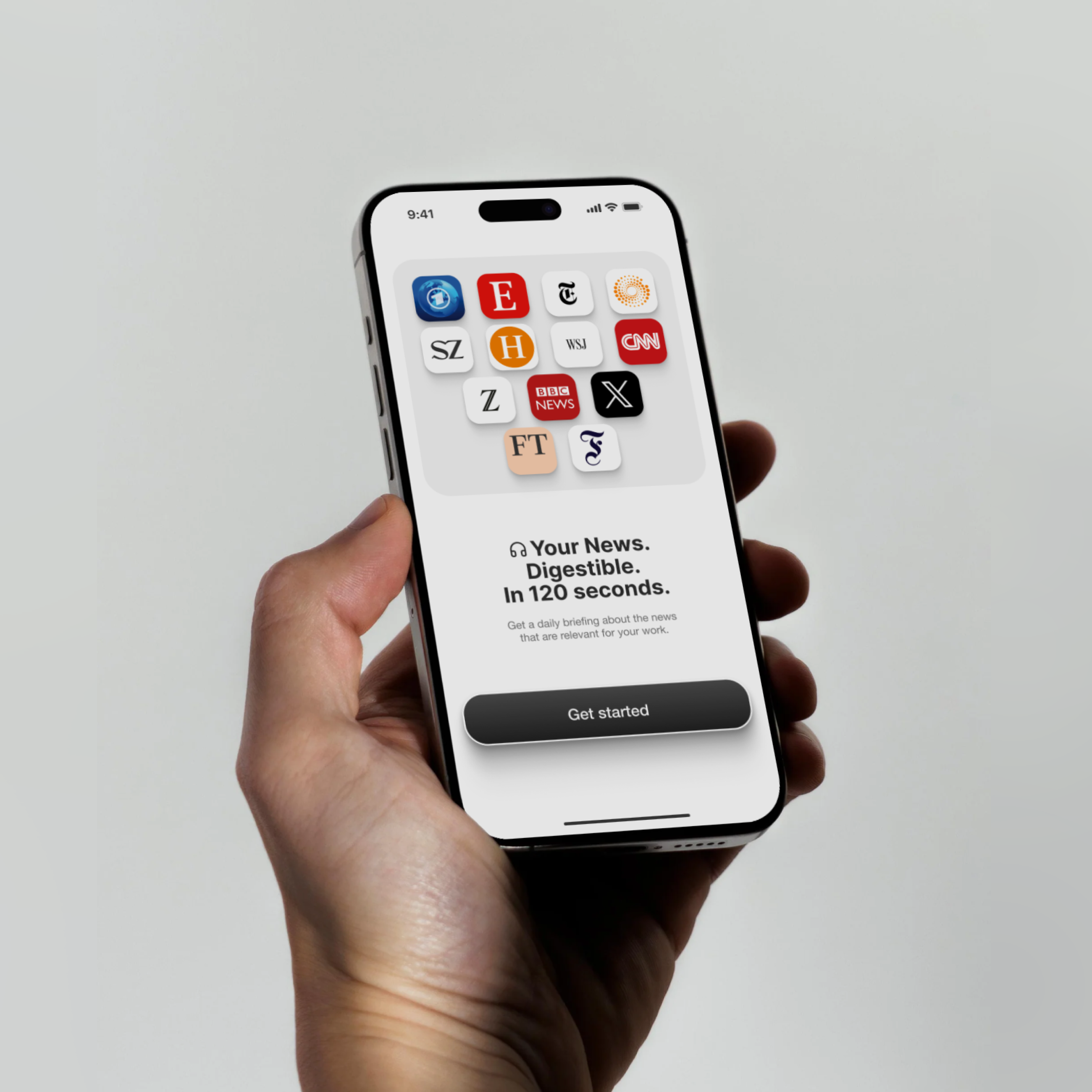 Morning Briefing app playing a daily industry audio summary