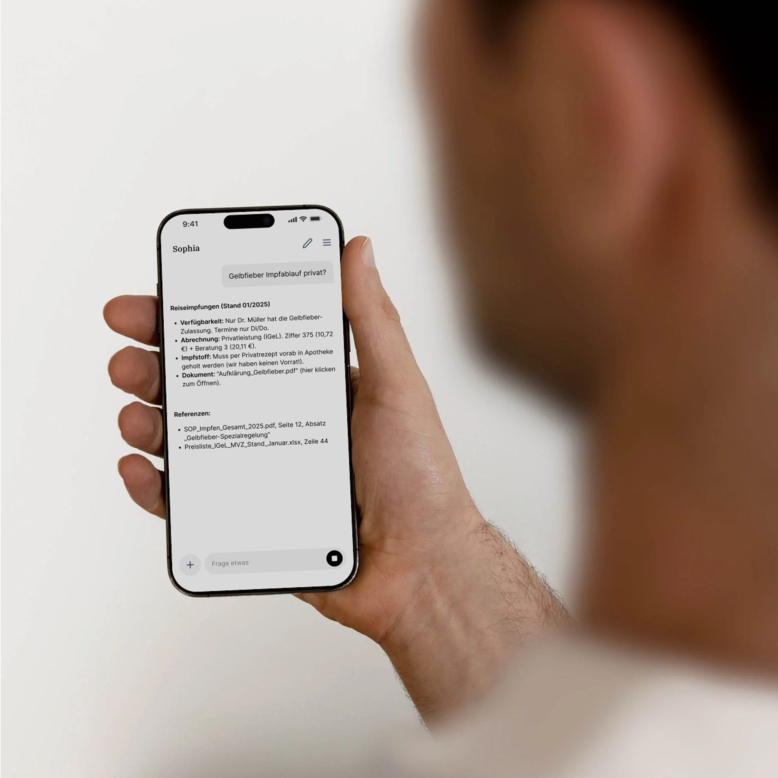Sofia AI chat interface answering a billing question